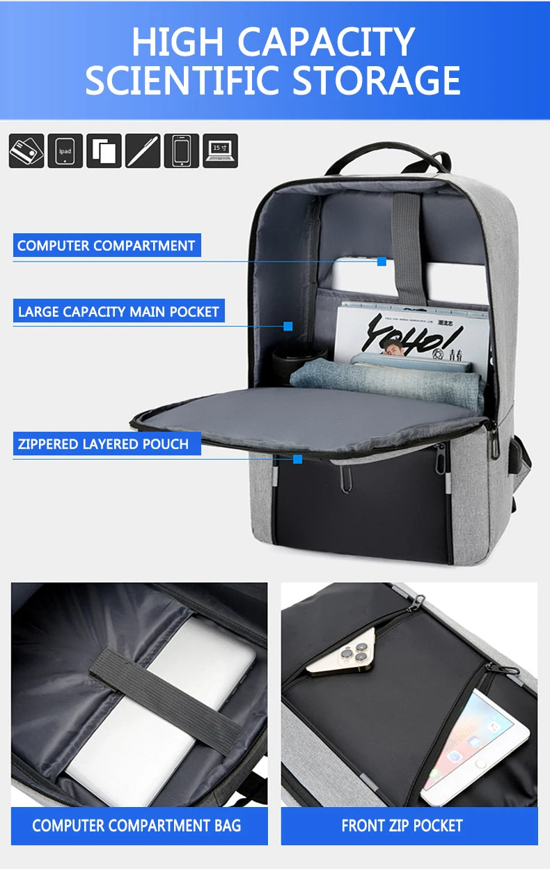 Large Capacity Travel Backpack, Waterproof Business Laptop Backpack, Multi‑Compartment Custom Logo Backpack for Wholesale